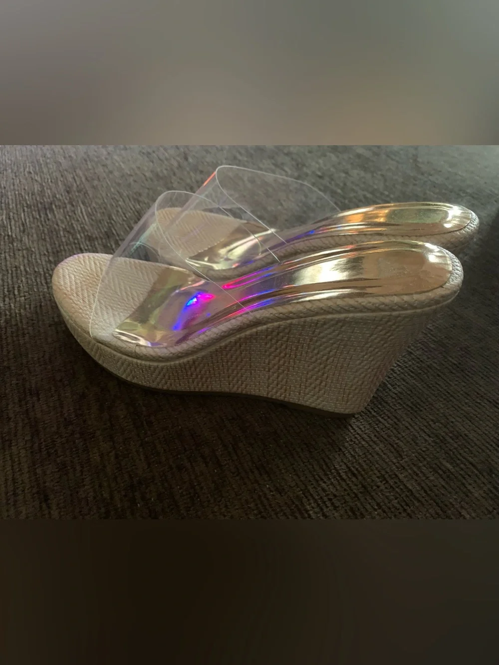 Clear Strap Wedge Sandals
